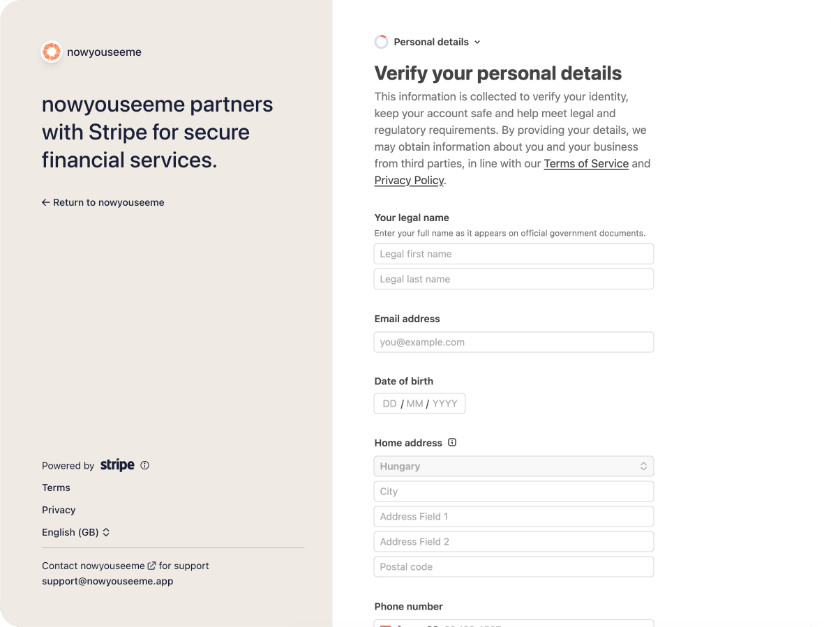Verify your personal details